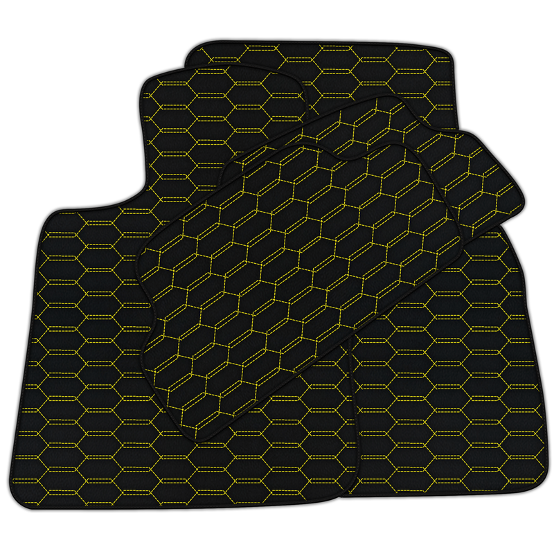 Customizable Leather Floor Mats with Interlaced Hex Pattern for Mini Cabrio R56 Convertible (2009-2016)