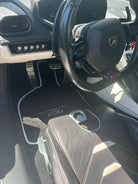 Black Floor Mats for Lamborghini Huracan EVO (2014-2023) with White Trim - AutoWin