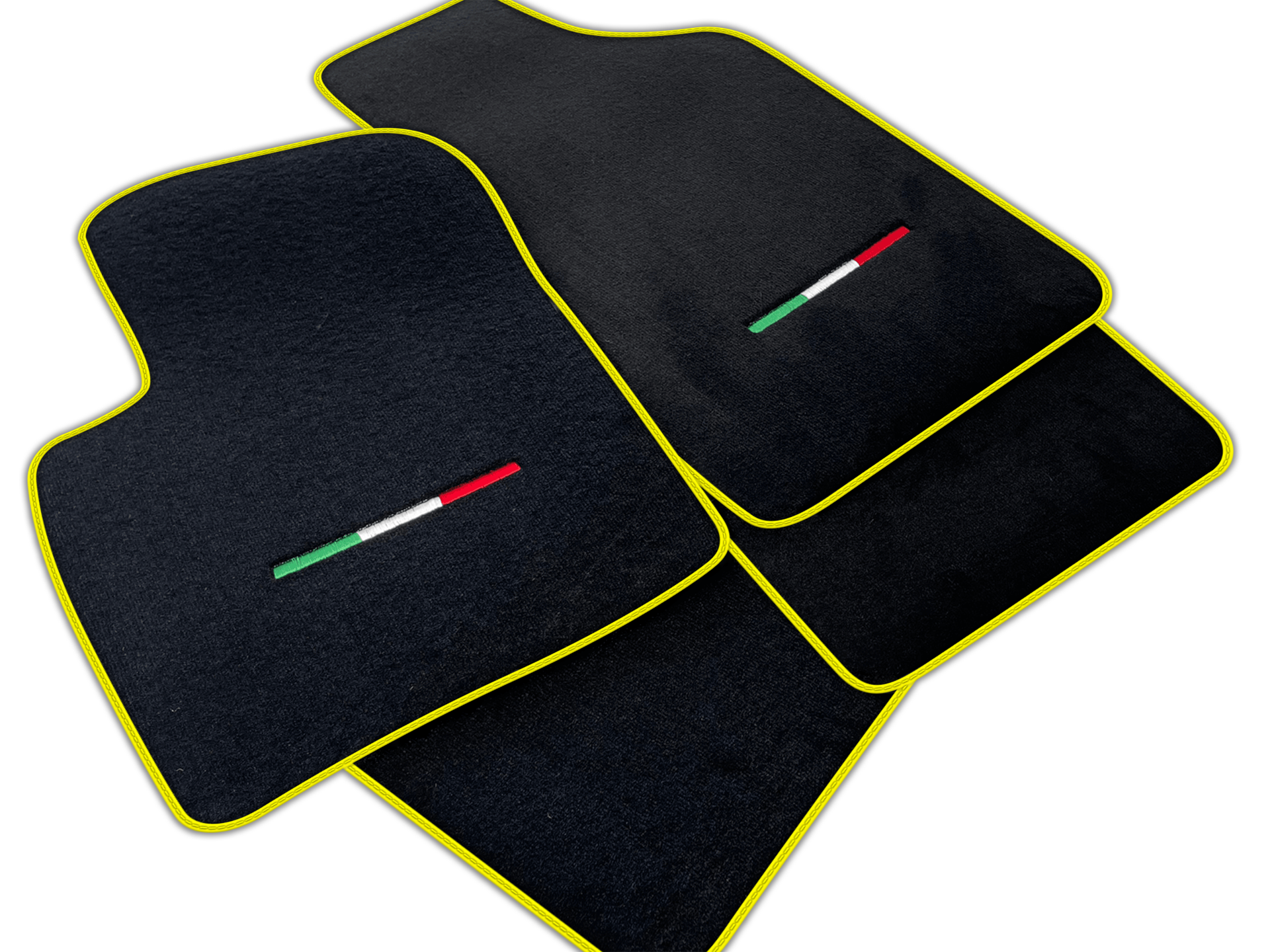 Italian Edition Black Floor Mats for Fiat 500 (2008-2013) Automatic