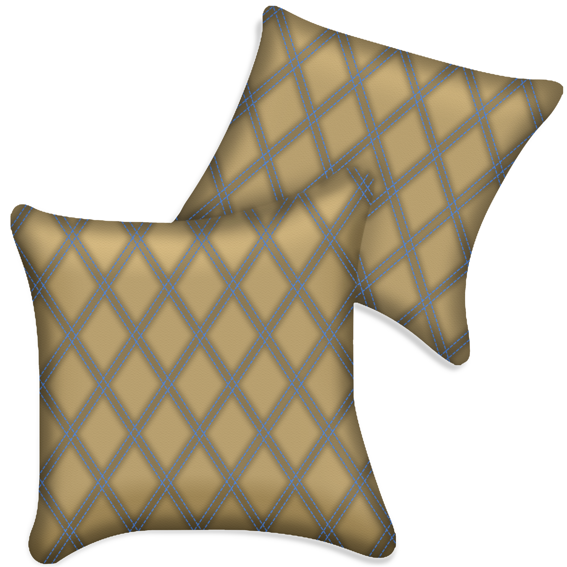 Customizable Beige Leather Pillows Set of 2 for All Vehicles | Double Diamond Pattern