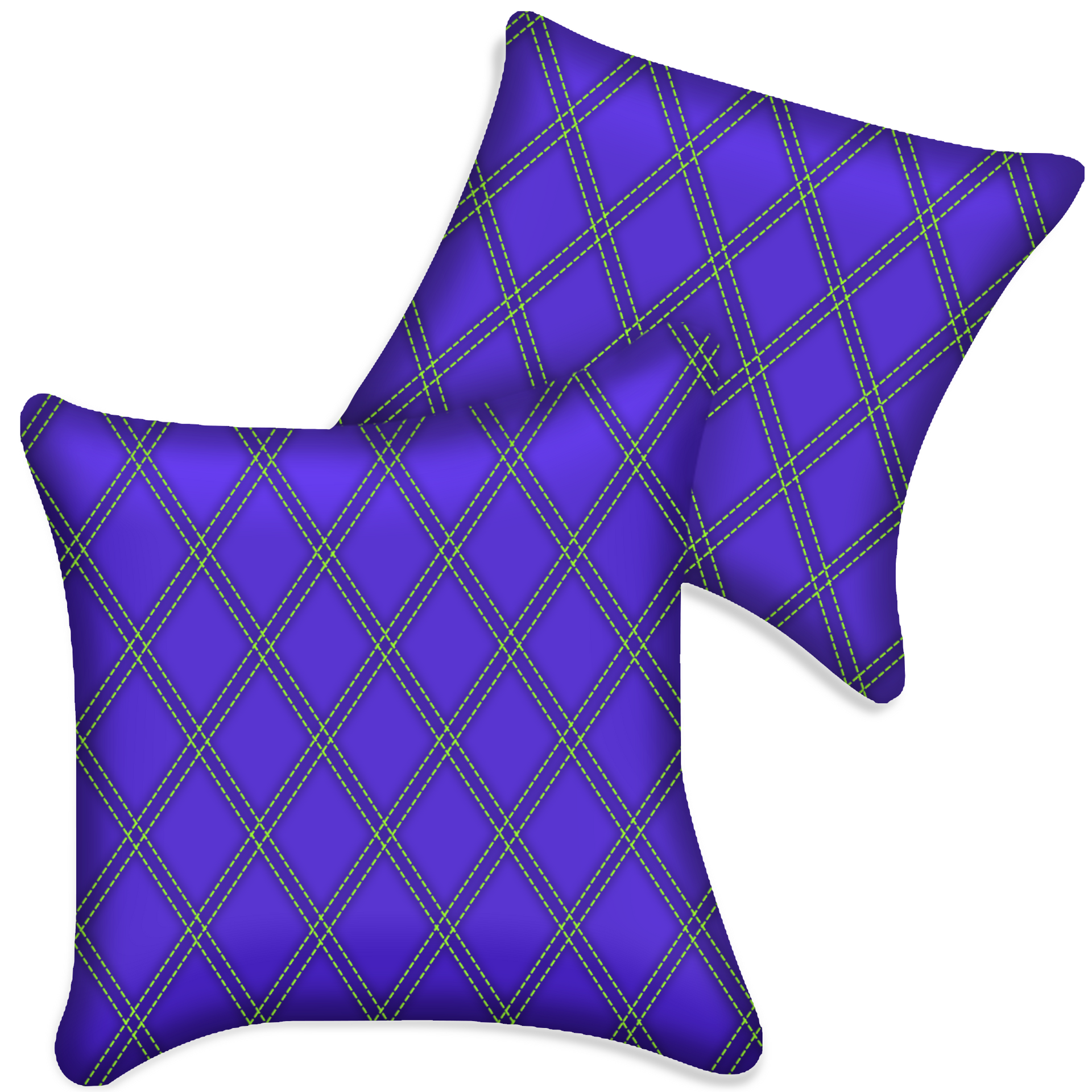 Customizable Purple Leather Pillows Set of 2 for All Vehicles | Double Diamond Pattern