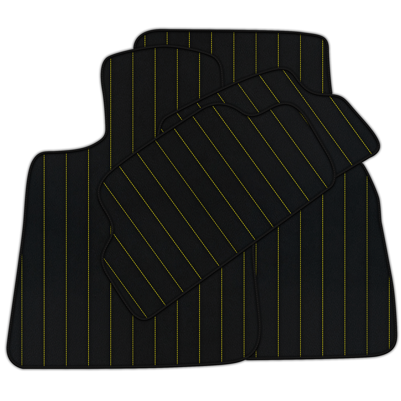 Customizable Leather Floor Mats with Line Pattern for Mini Cabrio R56 Convertible (2009-2016)