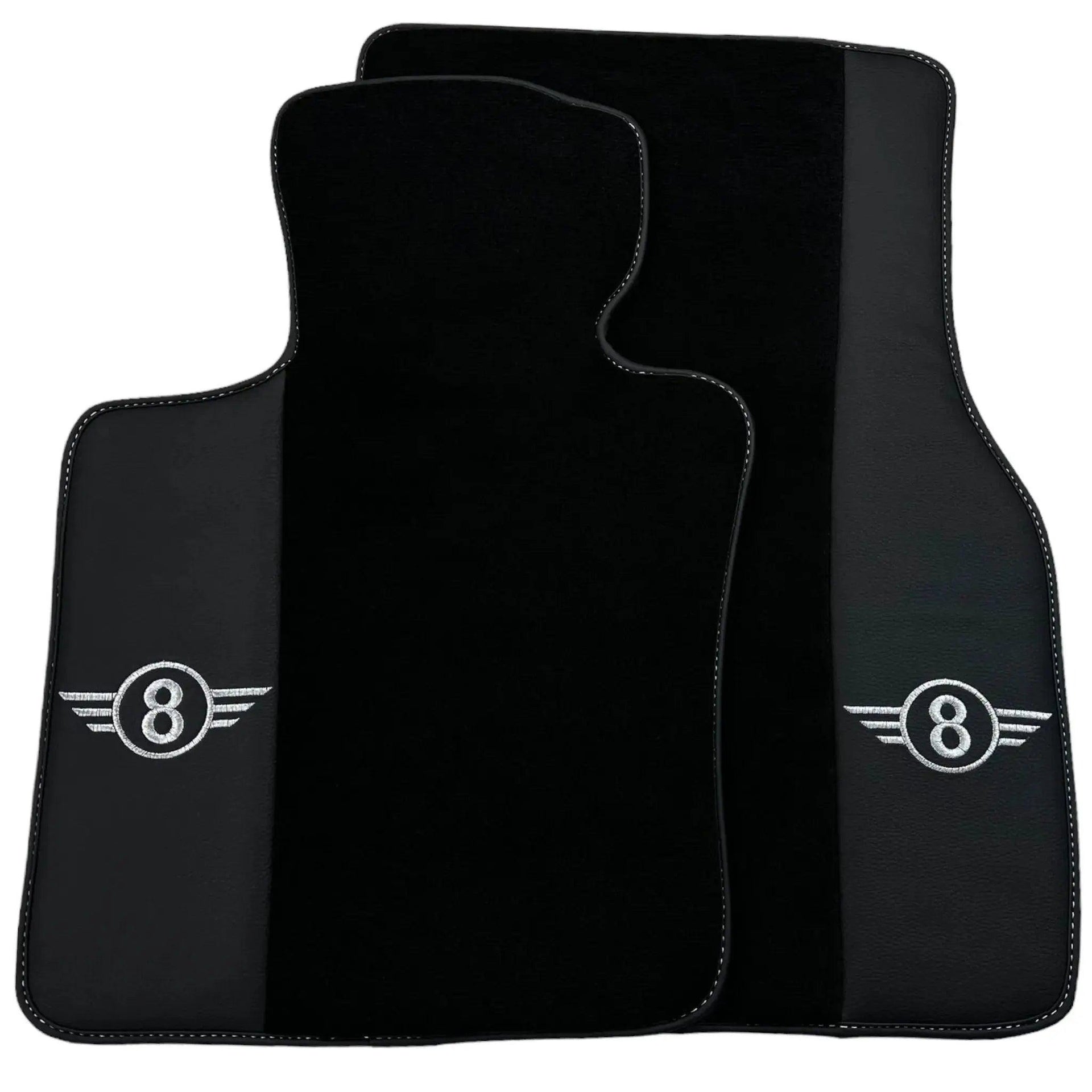 Black Floor Mats for Mini Cooper / One F55 5-doors (2015-2023) with Leather - AutoWin