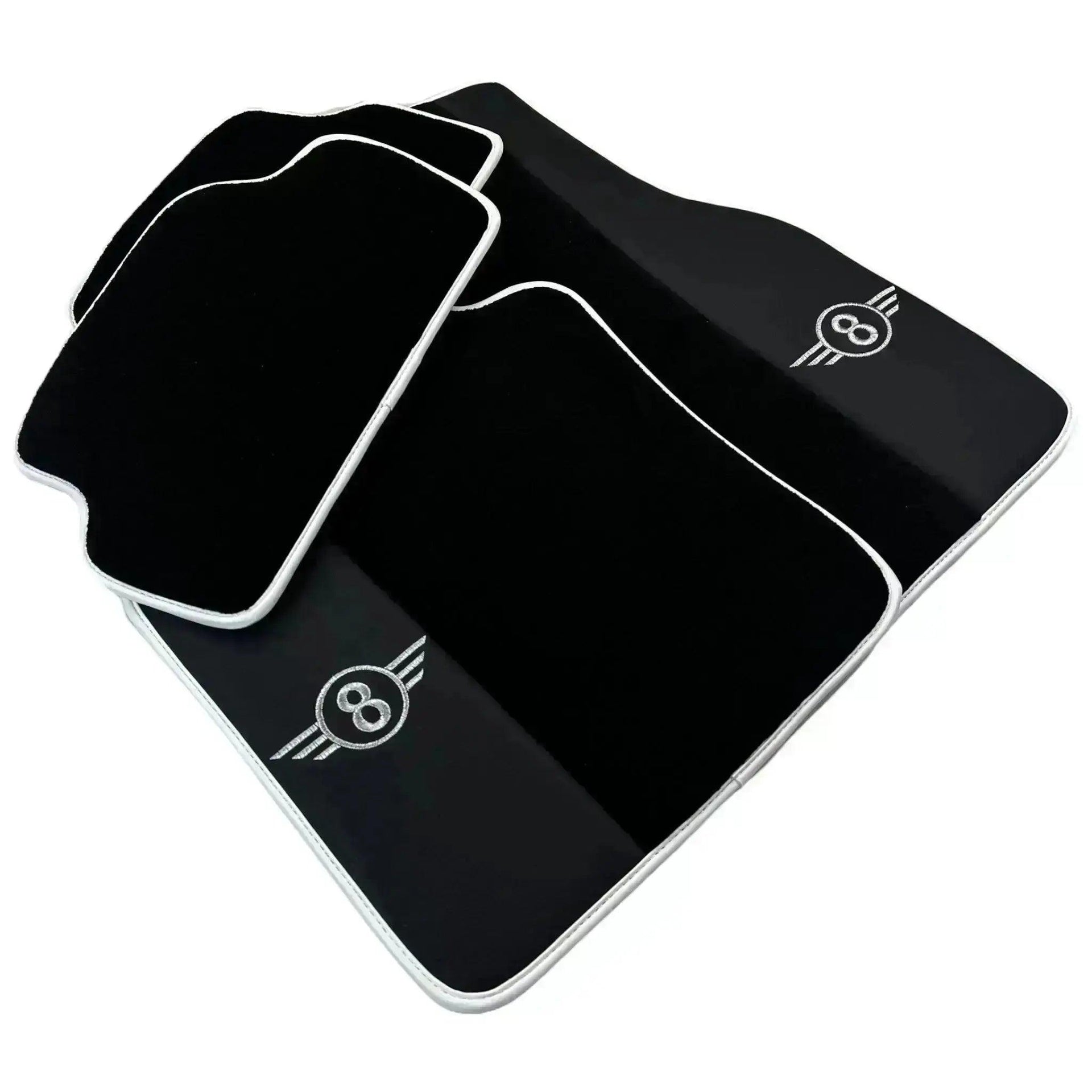 Black Floor Mats for Mini Cooper / One R50 (2001-2007) with Leather | White Trim - AutoWin