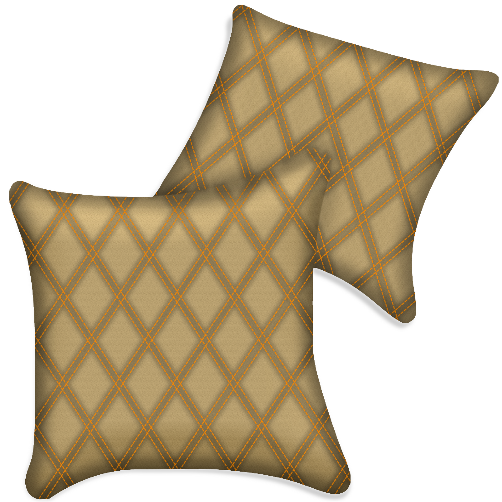 Customizable Beige Leather Pillows Set of 2 for All Vehicles | Double Diamond Pattern