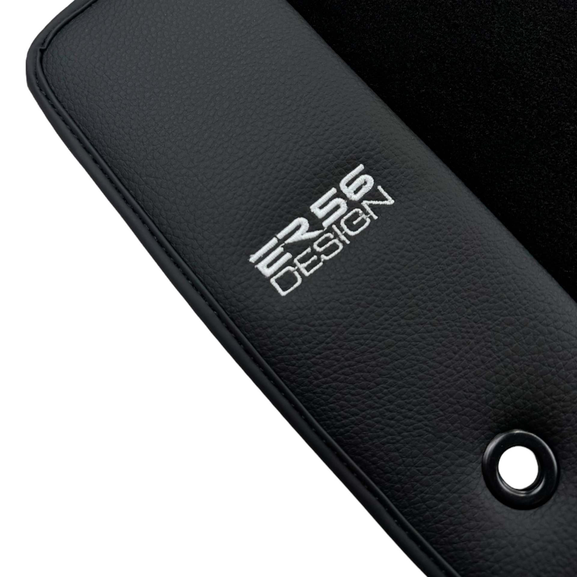 ER56 Design Black Floor Mats for Chevrolet Camaro Fifth Generation (2010-2015) with Leather