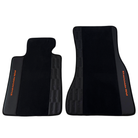 Black Car Floor Mats for BMW E81 3-door Hatchback (2006-2011) with Leather by ER56 | Orange Edition
