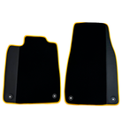 Black Floor Mats for Porsche Taycan (2019-2023) with Leather | Yellow Trim