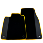 Black Floor Mats for Porsche Taycan (2019-2023) with Leather | Yellow Trim