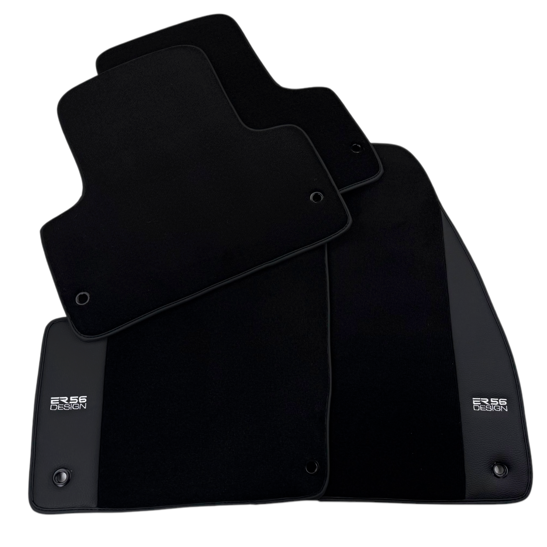 ER56 Design Black Floor Mats for Chevrolet Camaro Fifth Generation (2010-2015) with Leather