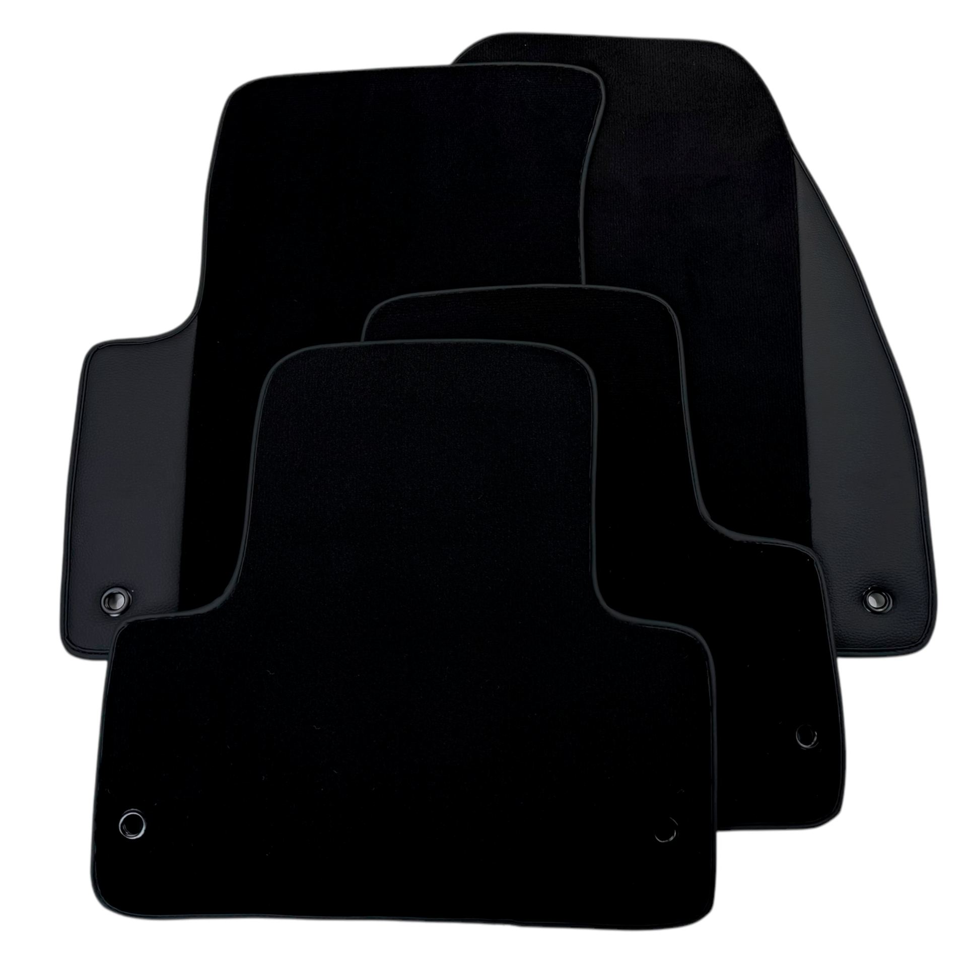Black Floor Mats for Chevrolet Matiz Hatchback (2008-2010) with Leather | AutoWin