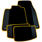 Black Floor Mats for Porsche Taycan (2019-2023) with Leather | Yellow Trim