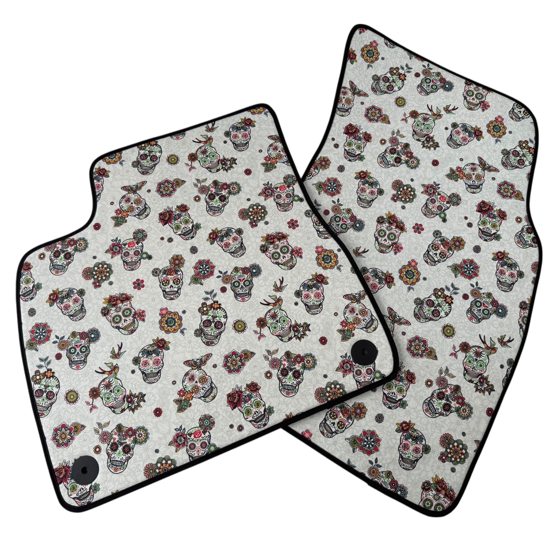 White Floral Skull Design Car Floor Mats for Lamborghini Urus (2018-2026)