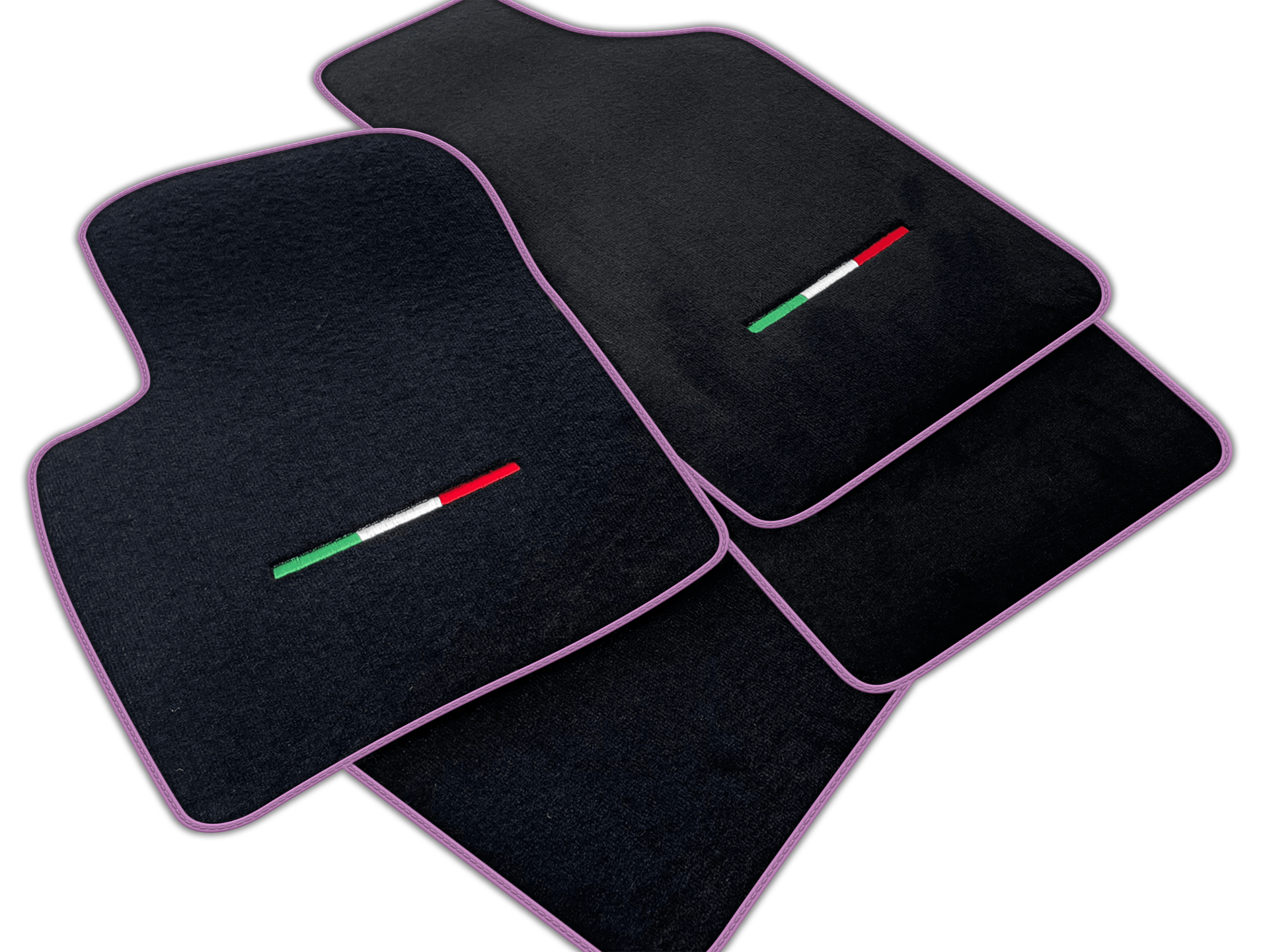 Italian Edition Black Floor Mats for Fiat 500 (2008-2013) Automatic