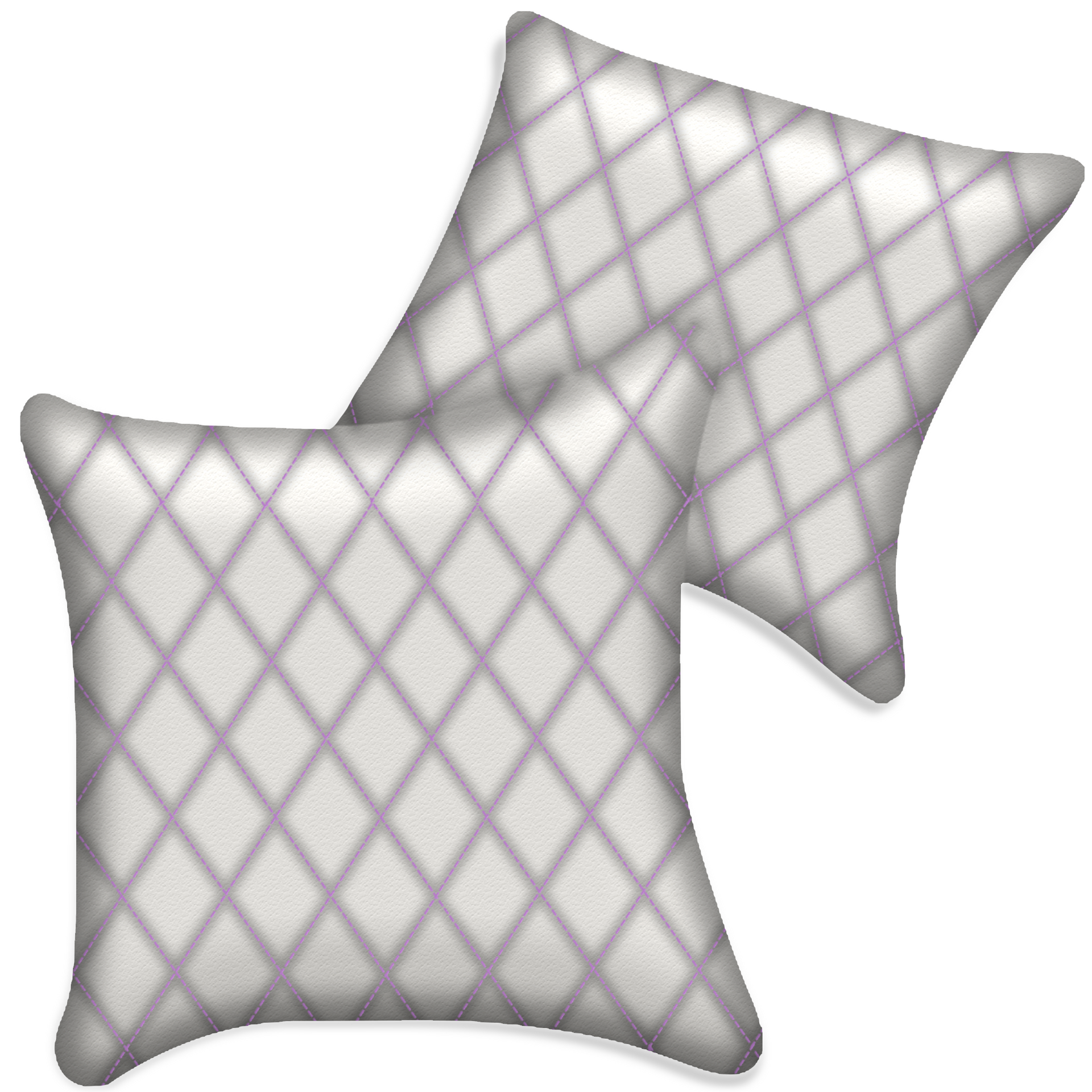 Customizable White Leather Pillows Set of 2 for All Vehicles | Single Diamond Pattern