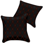 Customizable Black Leather Pillows Set of 2 for All Vehicles | Double Diamond Pattern