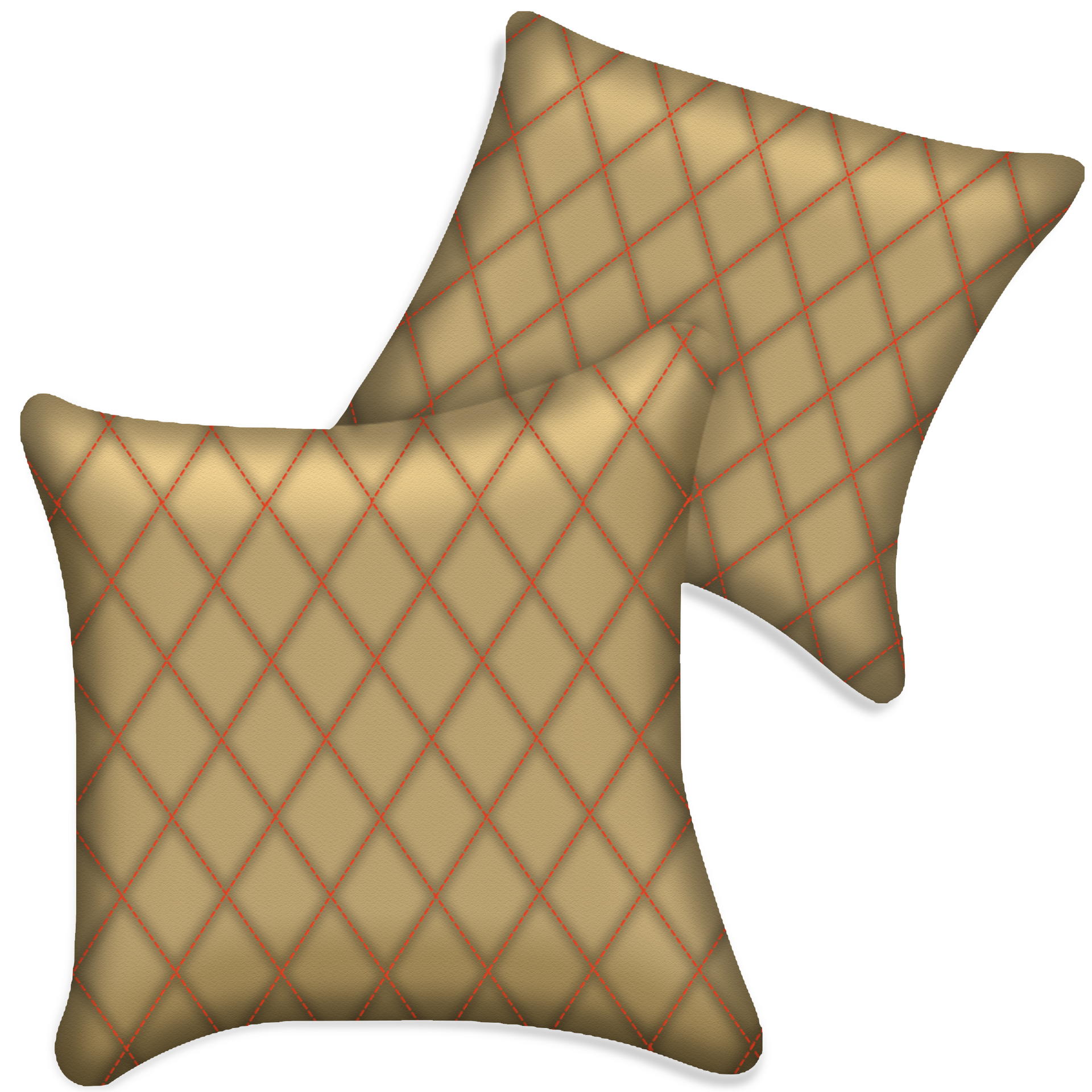 Customizable Beige Leather Pillows Set of 2 for All Vehicles | Single Diamond Pattern