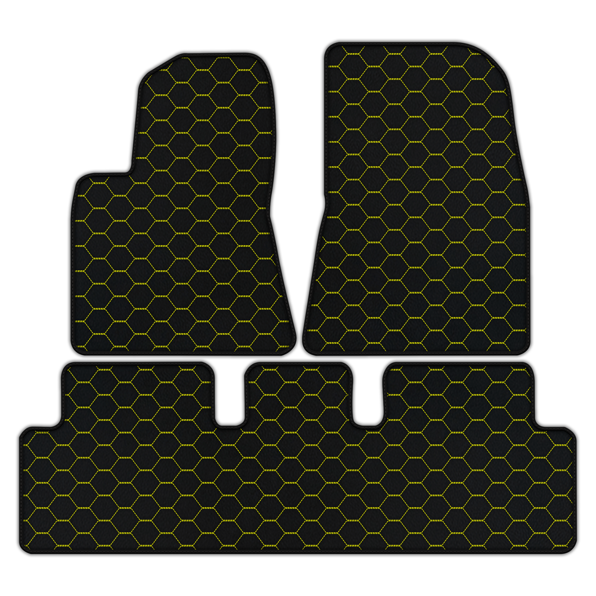 Customizable Leather Floor Mats with Symmetrical Hex Pattern for Tesla Model 3 (2017-2023)