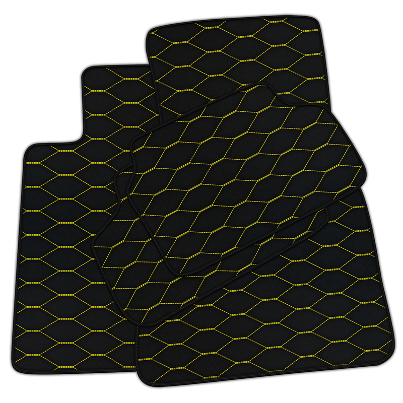 Customizable Leather Floor Mats with Viper Hex Pattern for BMW E46 Convertible (2000–2006)