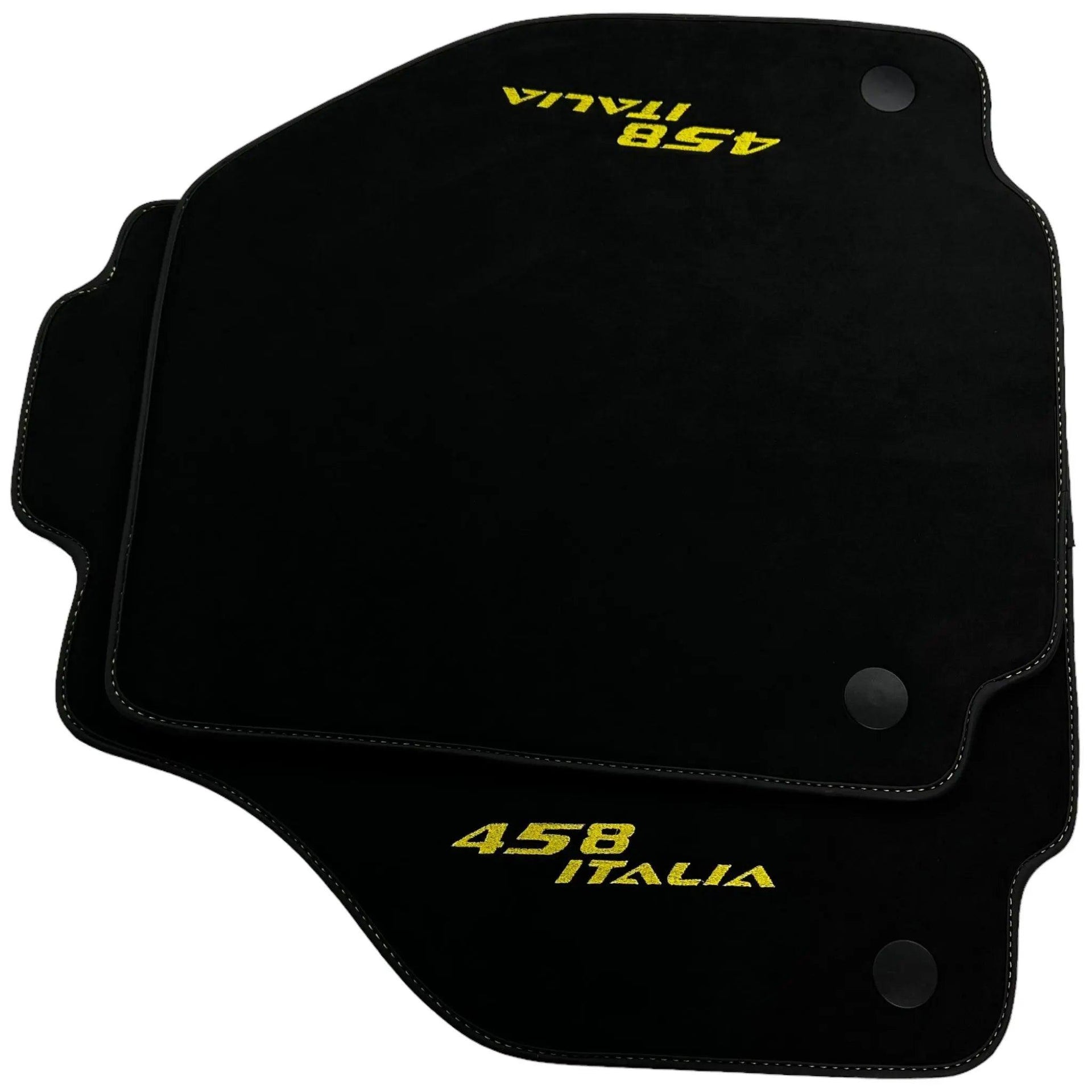 Alcantara Black Floor Mats For Ferrari 458 Italia (2009-2015) Yellow - AutoWin