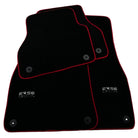 Black Floor Mats For Audi A6 - C8 Sedan (2018-2023) ER56 Design with Red Trim - AutoWin
