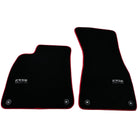 Black Floor Mats For Audi A6 - C8 Sedan (2018-2023) ER56 Design with Red Trim - AutoWin