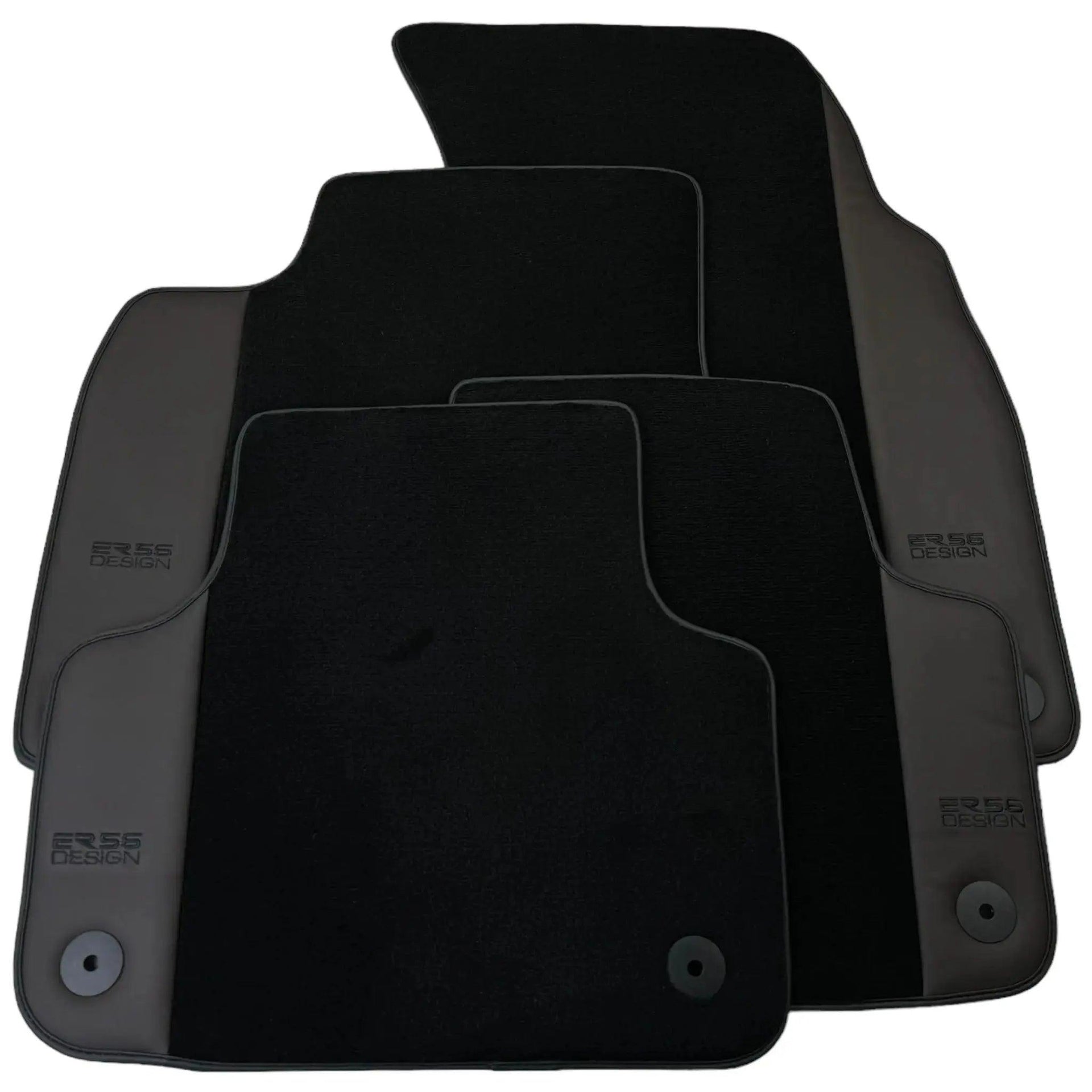 Black Floor Mats for Audi Q8 (2018-2023) with Dark Brown Leather | ER56 Design - AutoWin