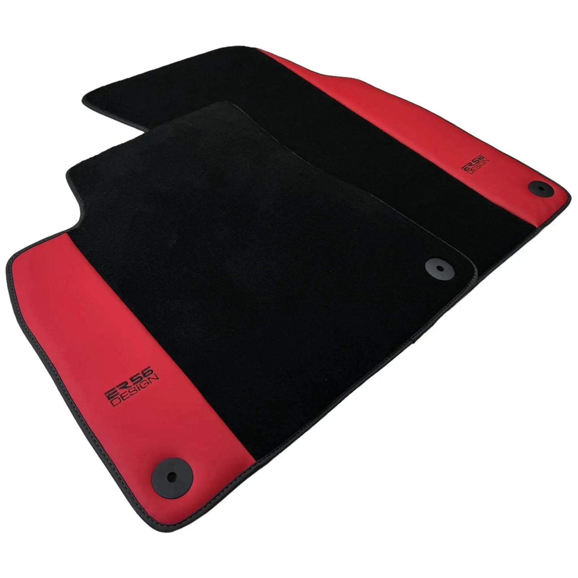 Black Floor Mats for Audi Q8 (2018-2023) with Red Leather | ER56 Design - AutoWin