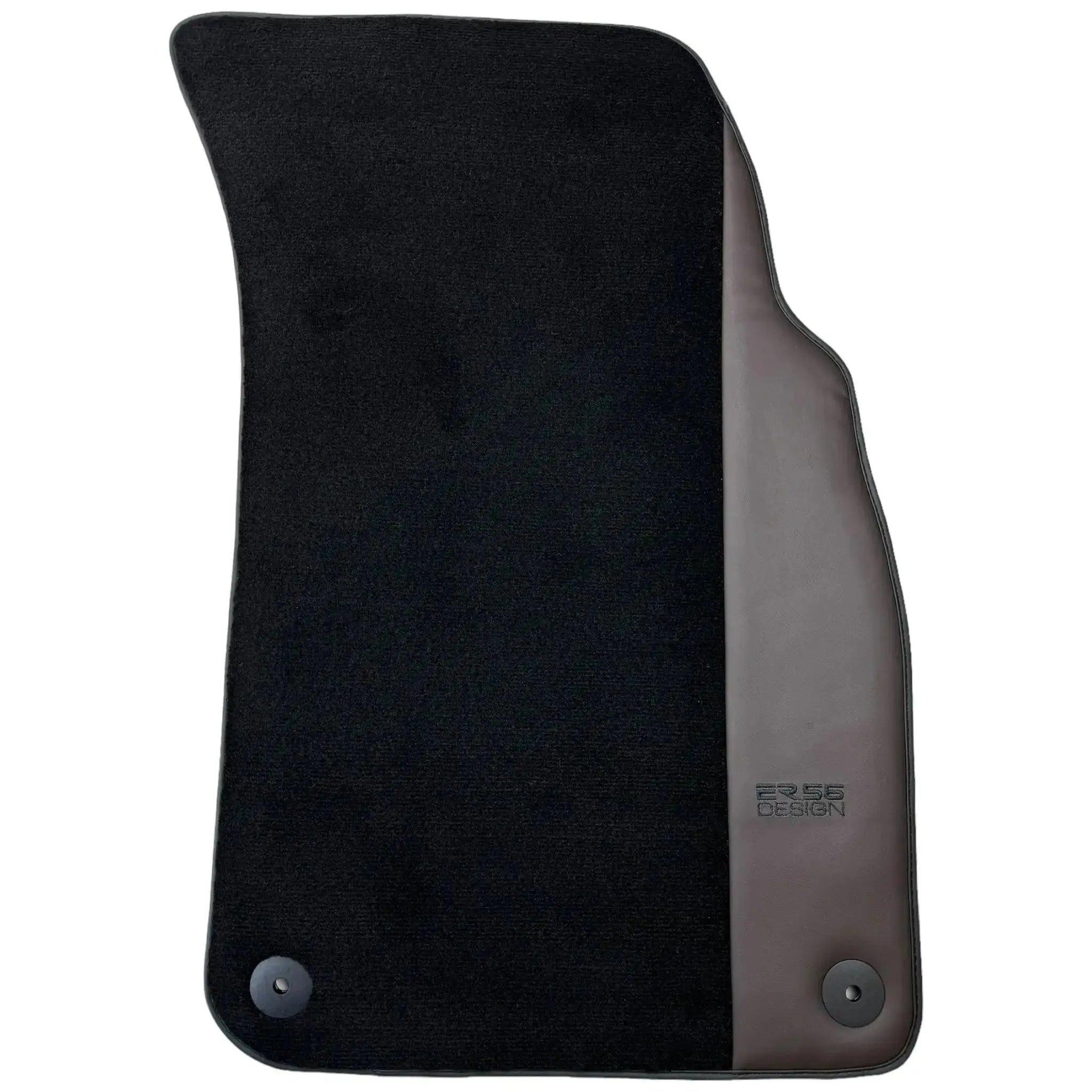 Black Floor Mats for Audi Q8 e-tron (2023-2025) with Dark Brown Leather | ER56 Design - AutoWin