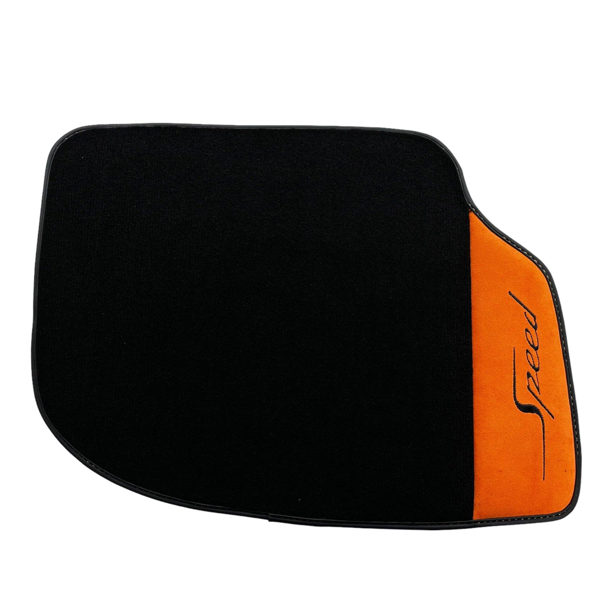 Black Floor Mats For Bentley Continental GT (2018–2023) with Orange Alcantara Leather - AutoWin