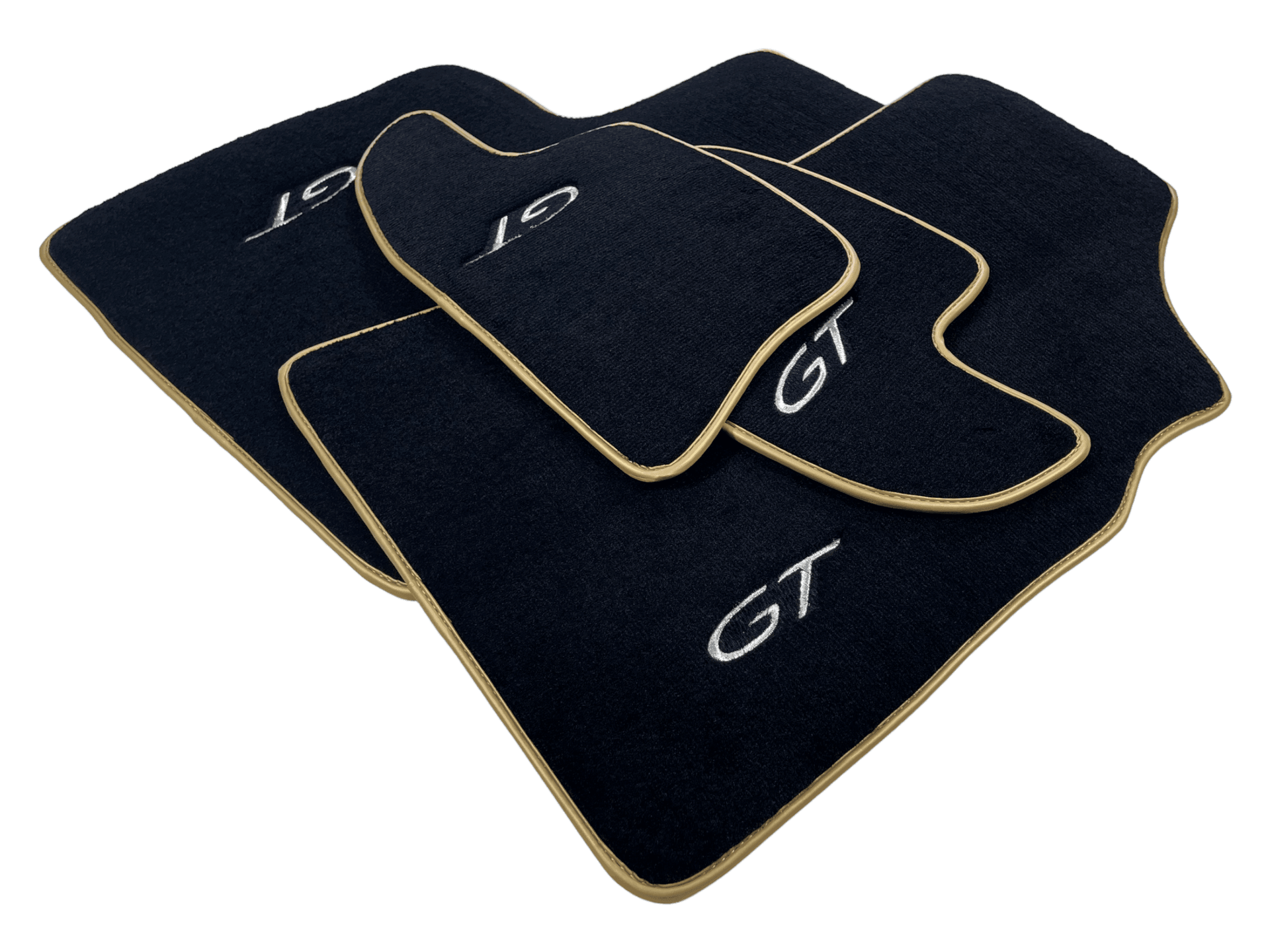 Black Floor Mats For Bentley Continental GTC (2006–2011) With Gold Color Trim - AutoWin