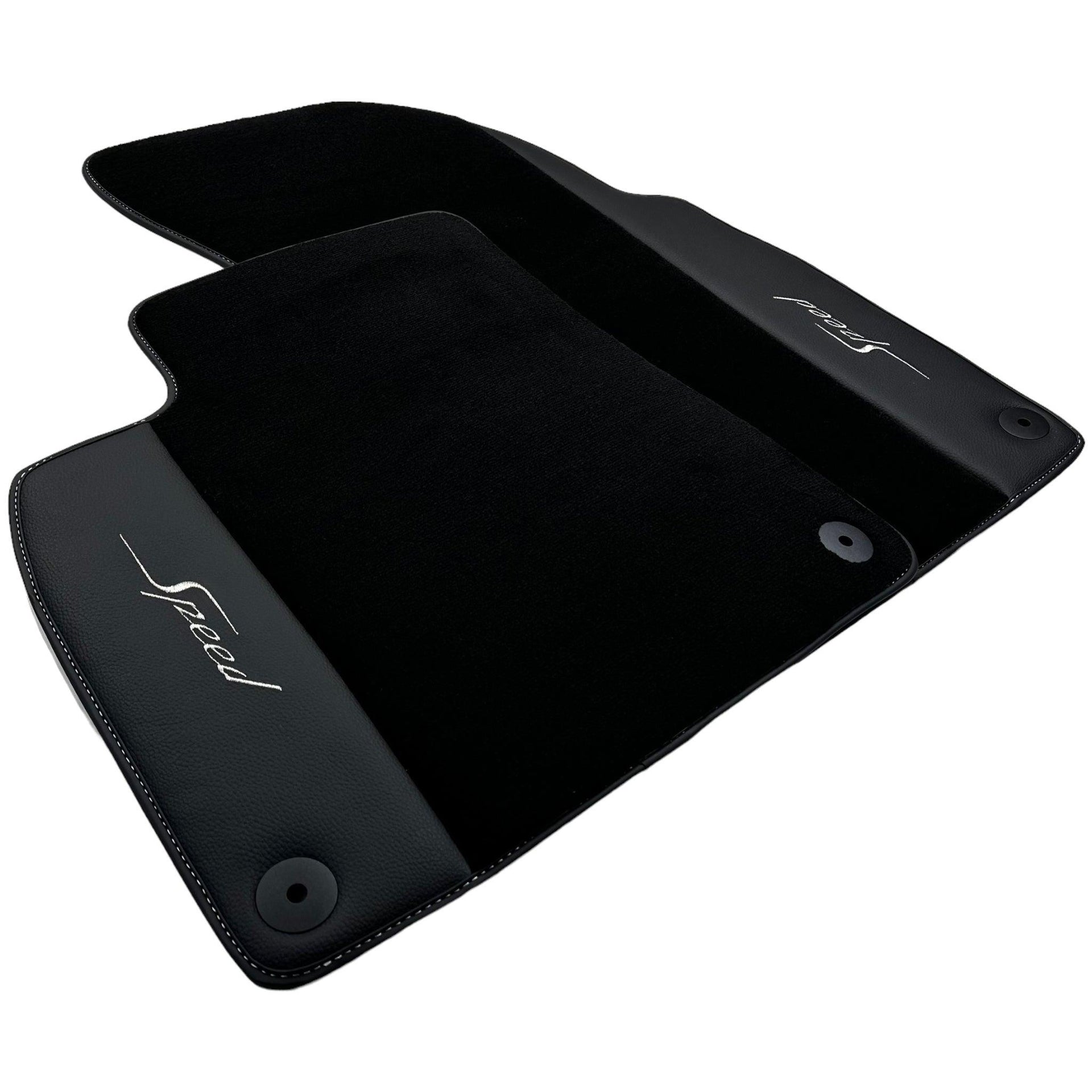 Black Floor Mats For Bentley Flying Spur (2005-2013) with Leather - AutoWin