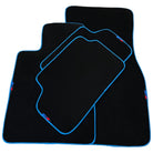 Black Floor Mats For BMW 5 Series G30 | Sky Blue Trim - AutoWin