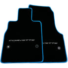 Black Floor Mats For Chevrolet Corvette C8 (2020-2024) with Blue Trim - AutoWin