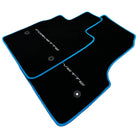 Black Floor Mats For Chevrolet Corvette C8 (2020-2024) with Blue Trim - AutoWin