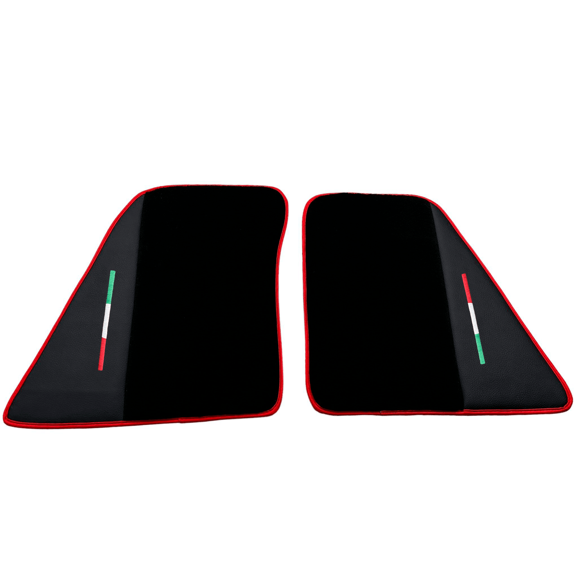 Black Floor Mats for Ferrari 296 GTB (2022-2024) with Leather and Red Trim - AutoWin