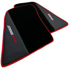 Black Floor Mats for Ferrari 296 GTB (2022-2024) with Leather and Red Trim - AutoWin
