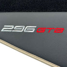 Black Floor Mats for Ferrari 296 GTB (2022-2024) with Leather | Beige Trim - AutoWin