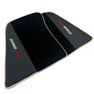 Black Floor Mats for Ferrari 296 GTS (2022-2024) with Leather and Beige Trim - AutoWin