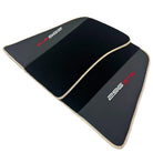 Black Floor Mats for Ferrari 296 GTS (2022-2024) with Leather and Beige Trim - AutoWin