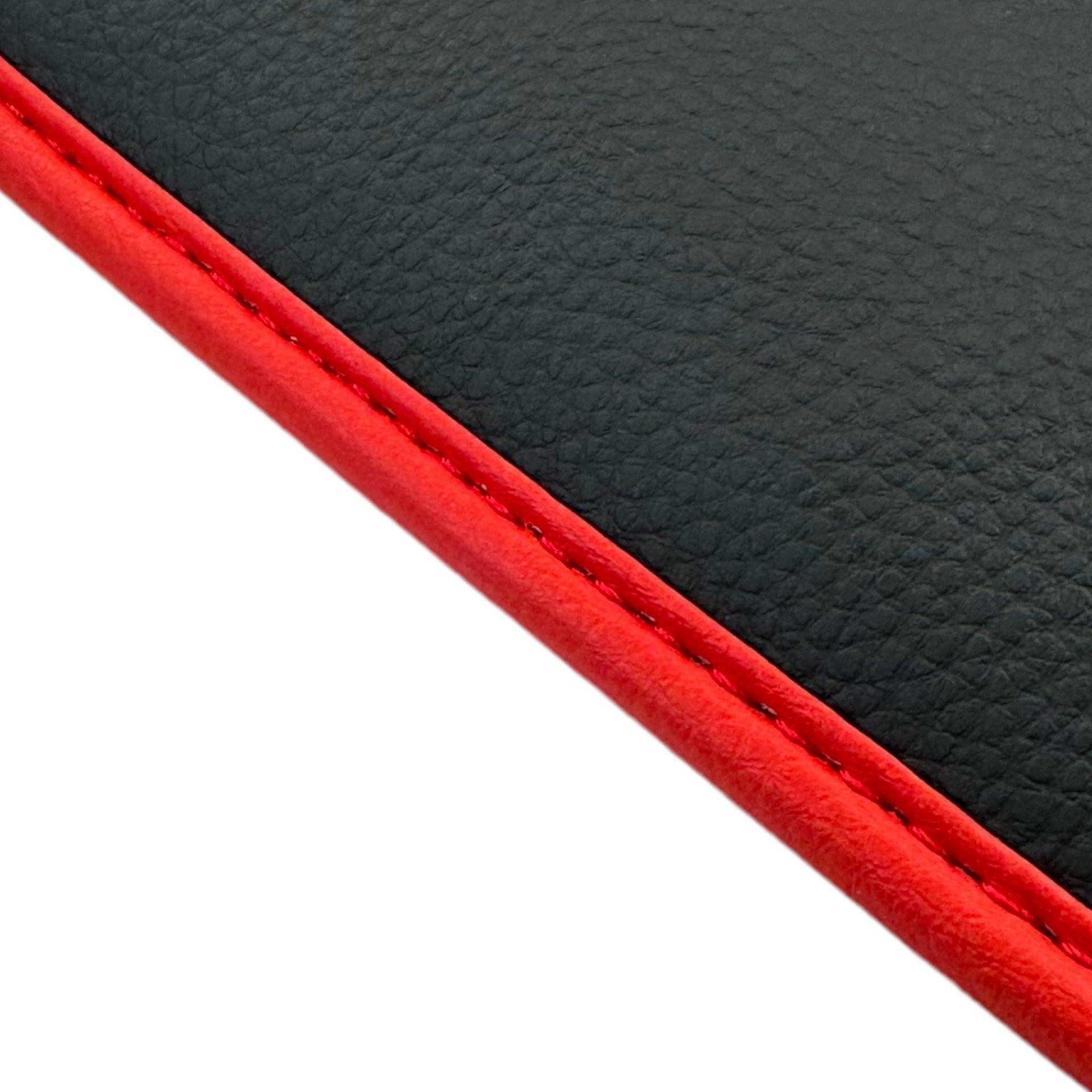 Black Floor Mats for Ferrari 296 GTS (2022-2024) with Leather and Red Trim - AutoWin