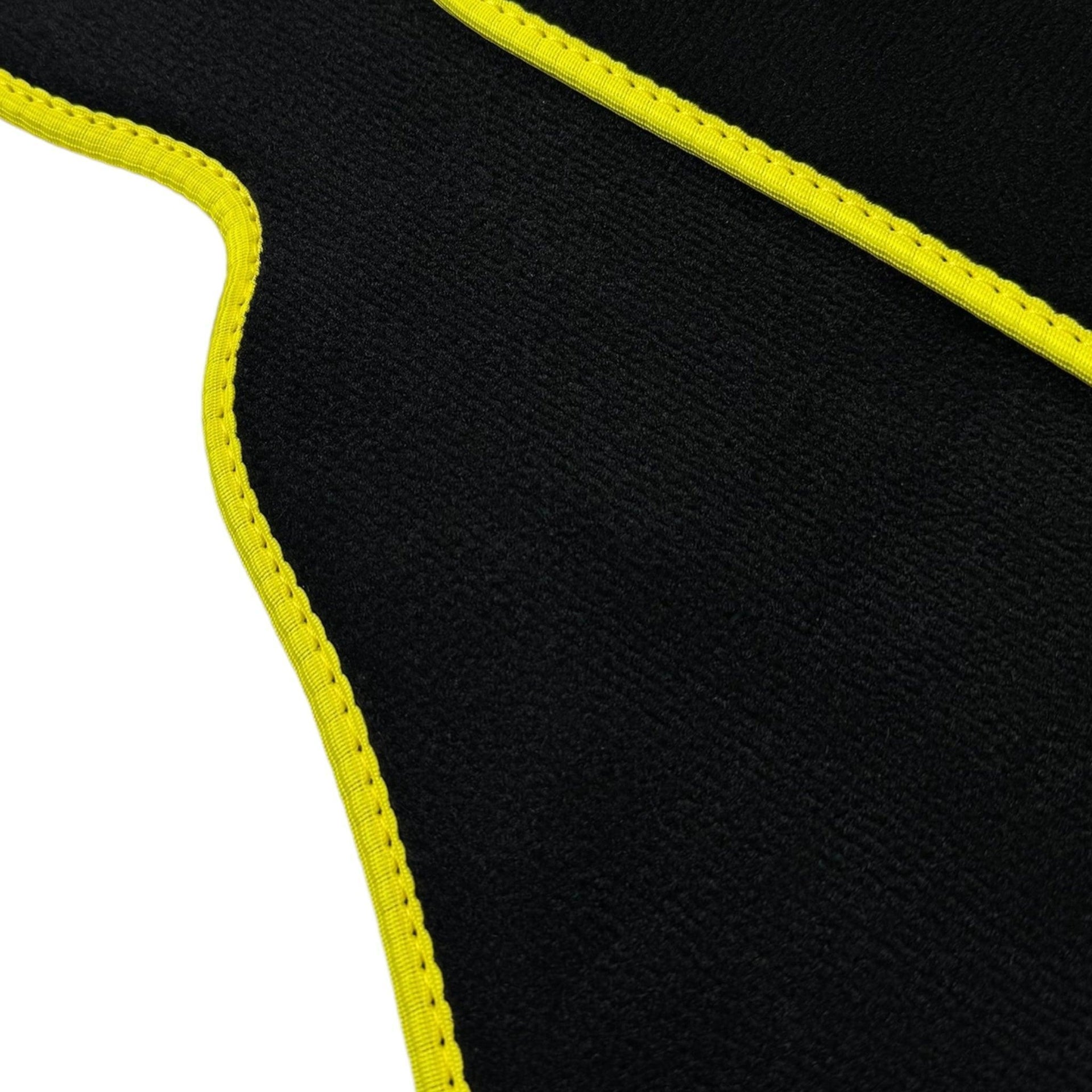 Black Floor Mats for Ferrari 360 Spider with Alcantara Leather | Yellow Trim - AutoWin