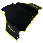 Black Floor Mats for Ferrari 360 Spider with Alcantara Leather | Yellow Trim - AutoWin