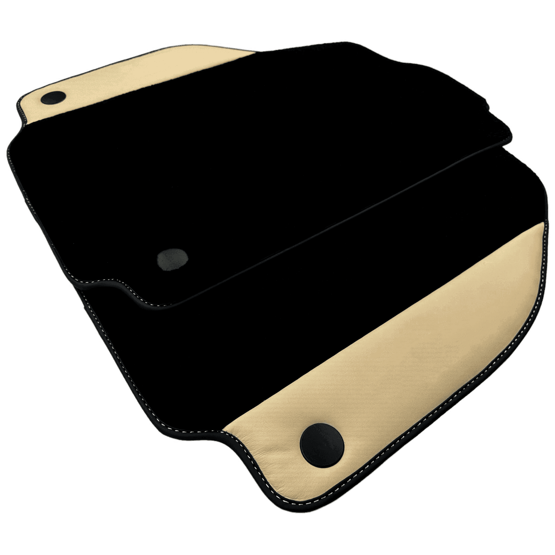 Black Floor Mats for Ferrari 458 Spider (2012-2015) with Crema Nappa Leather - AutoWin