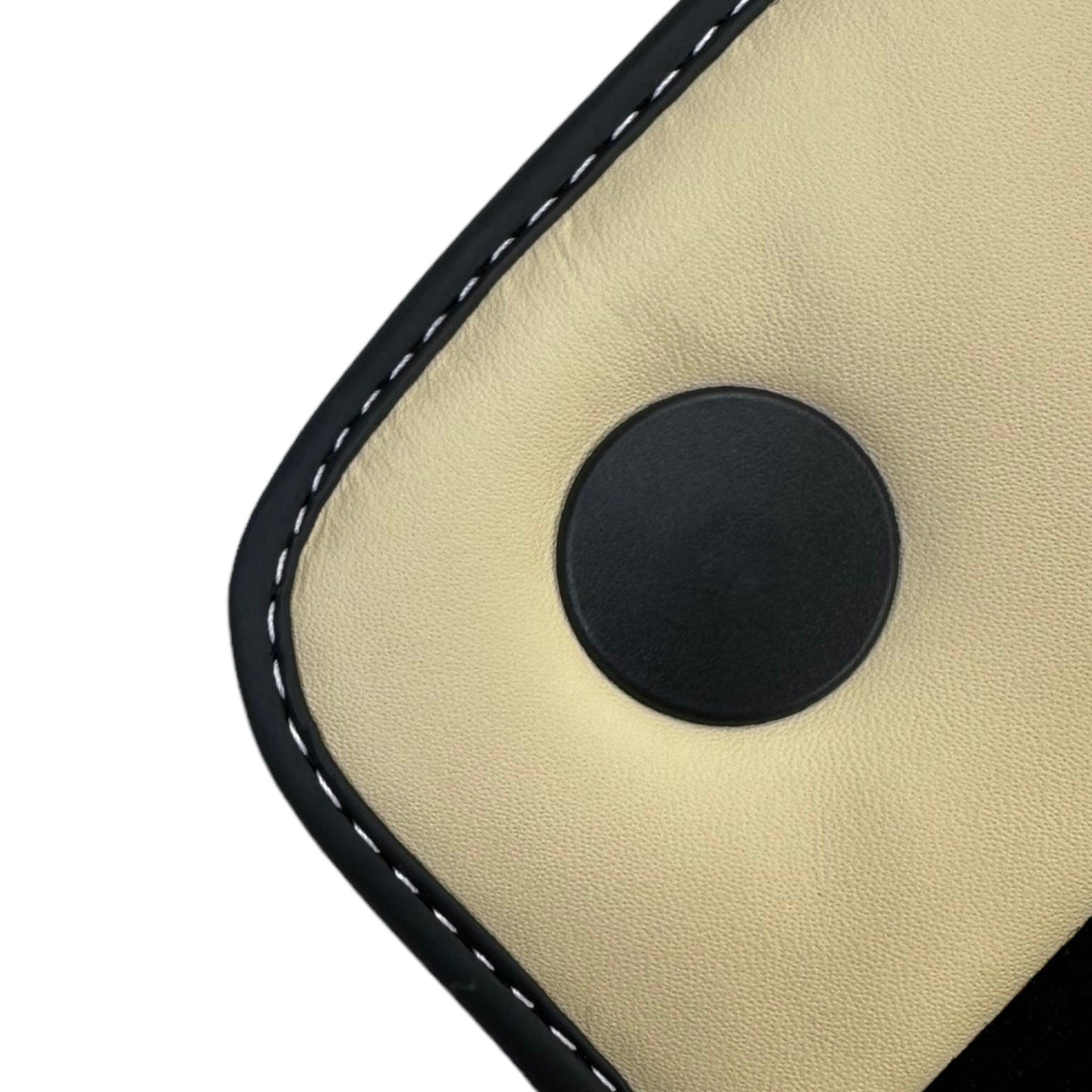 Black Floor Mats for Ferrari 458 Spider (2012-2015) with Crema Nappa Leather | Italian Edition - AutoWin