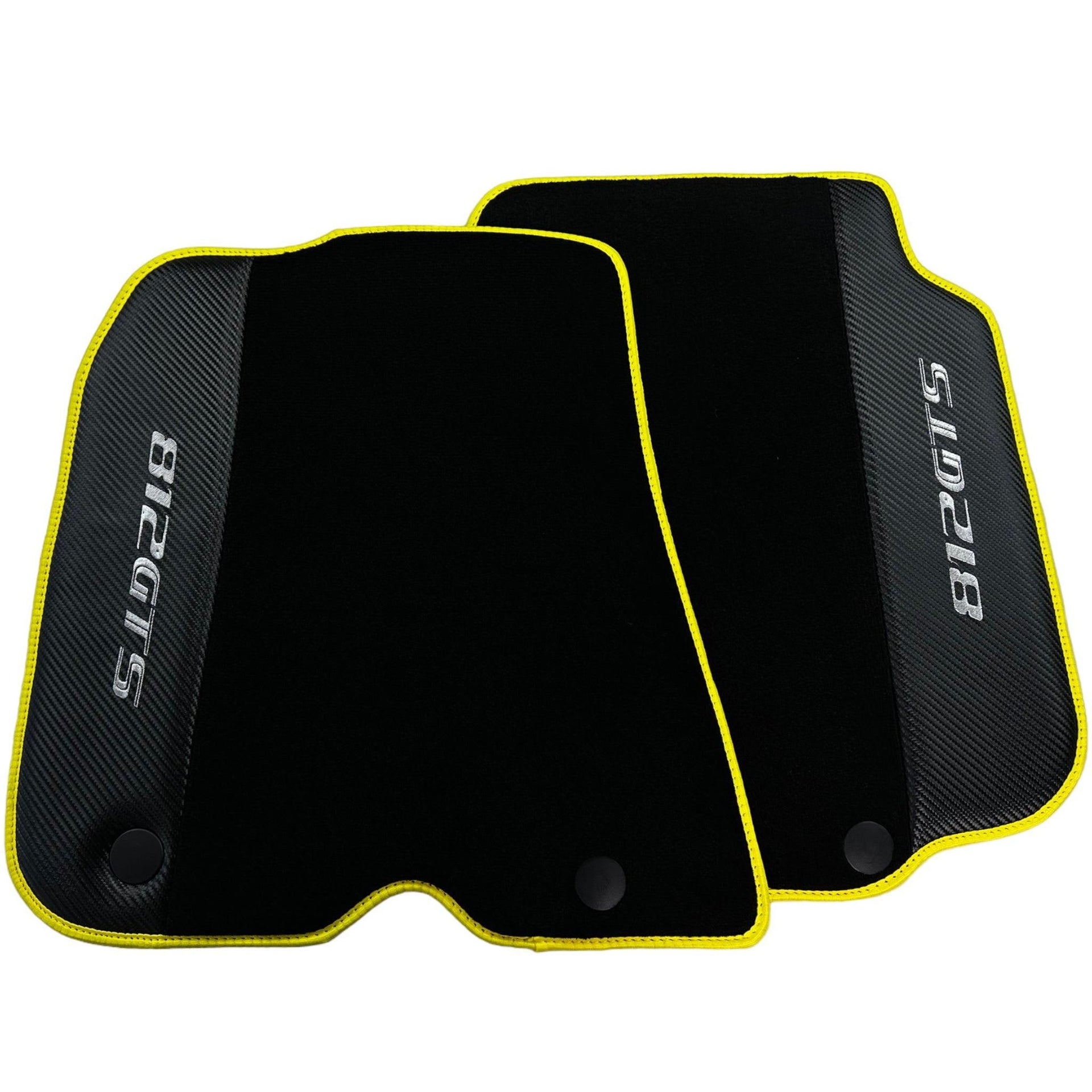 Black Floor Mats for Ferrari 812 GTS (2019-2023) with Carbon Leather - AutoWin