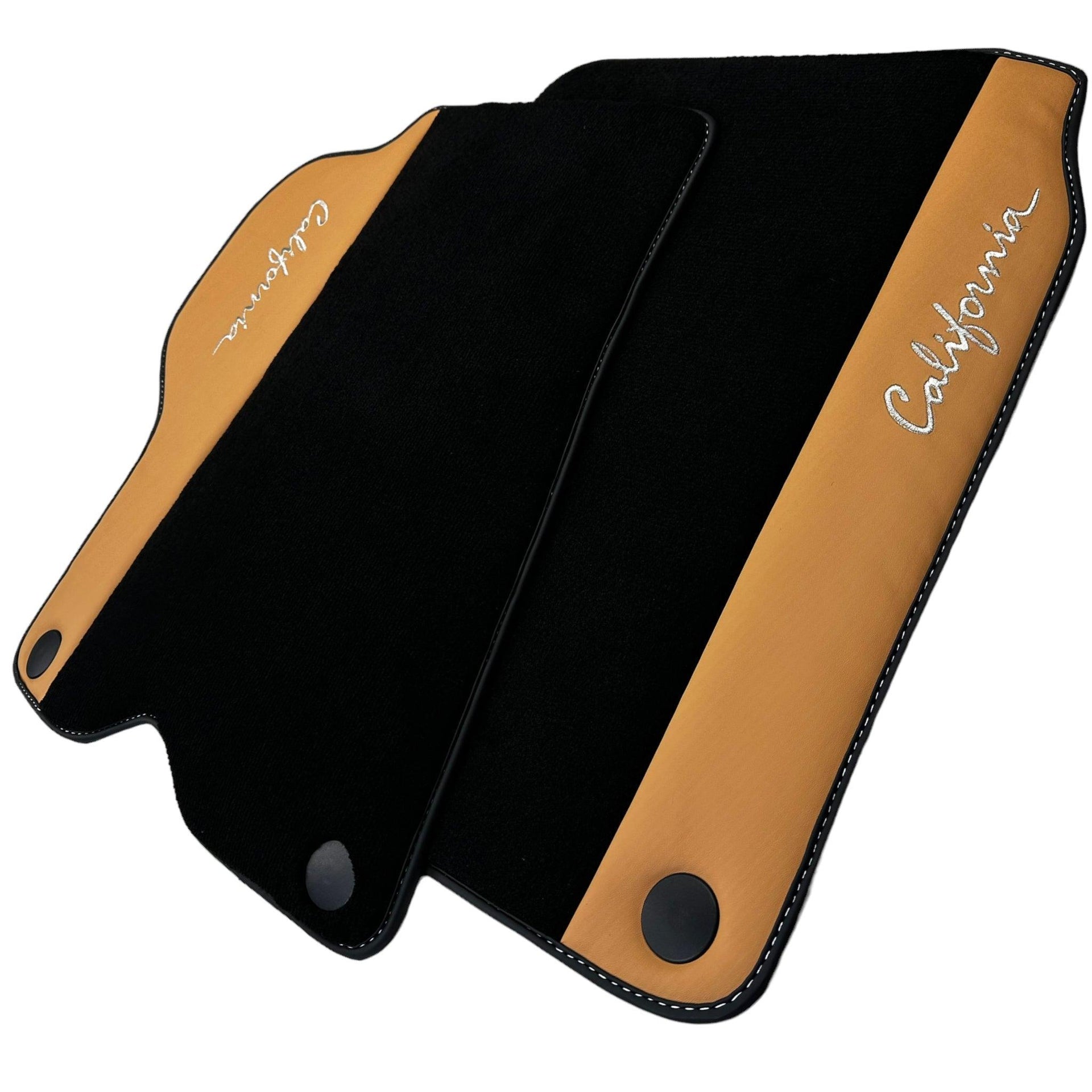 Black Floor Mats for Ferrari California (2008-2014) with Beige Tradizione Nappa Leather - AutoWin