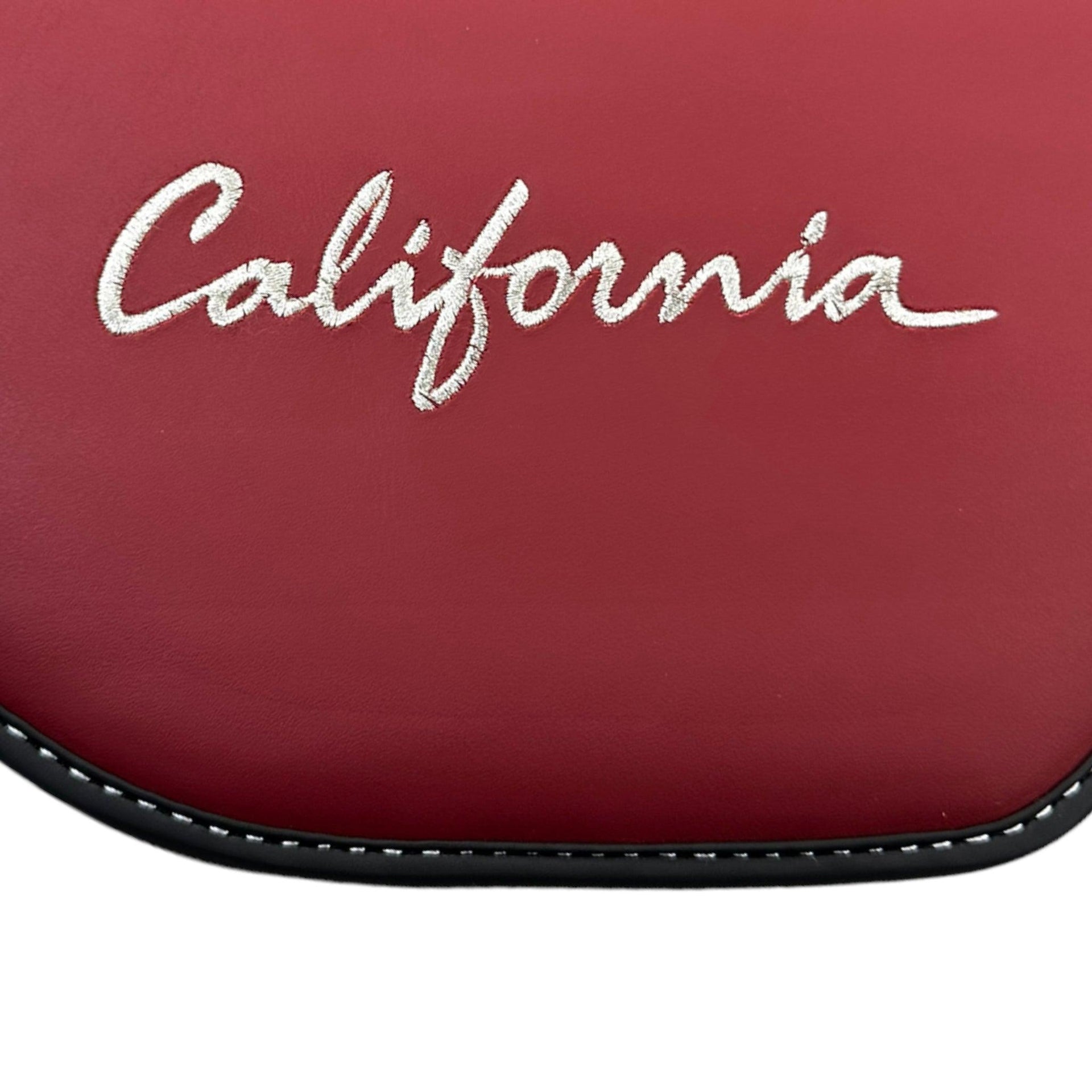 Black Floor Mats for Ferrari California (2008-2014) with Bordeaux Nappa Leather - AutoWin