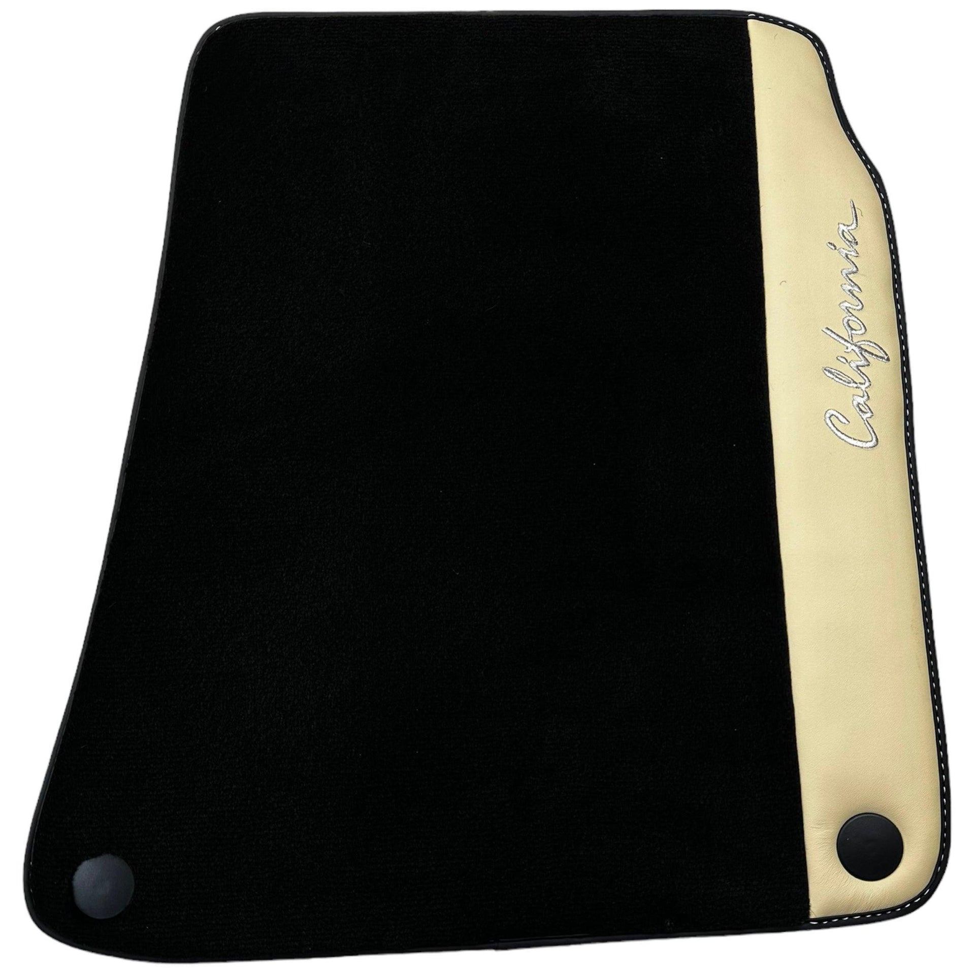 Black Floor Mats for Ferrari California (2008-2014) with Crema Nappa Leather - AutoWin