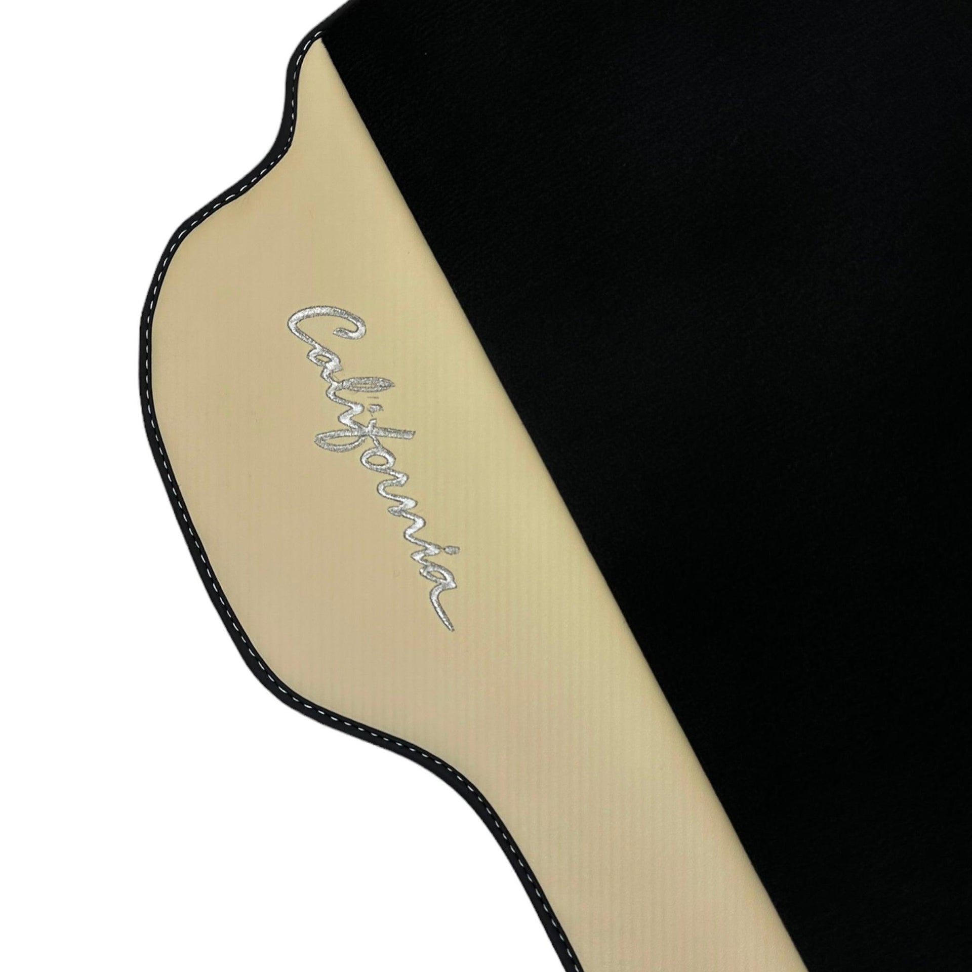 Black Floor Mats for Ferrari California (2008-2014) with Crema Nappa Leather - AutoWin